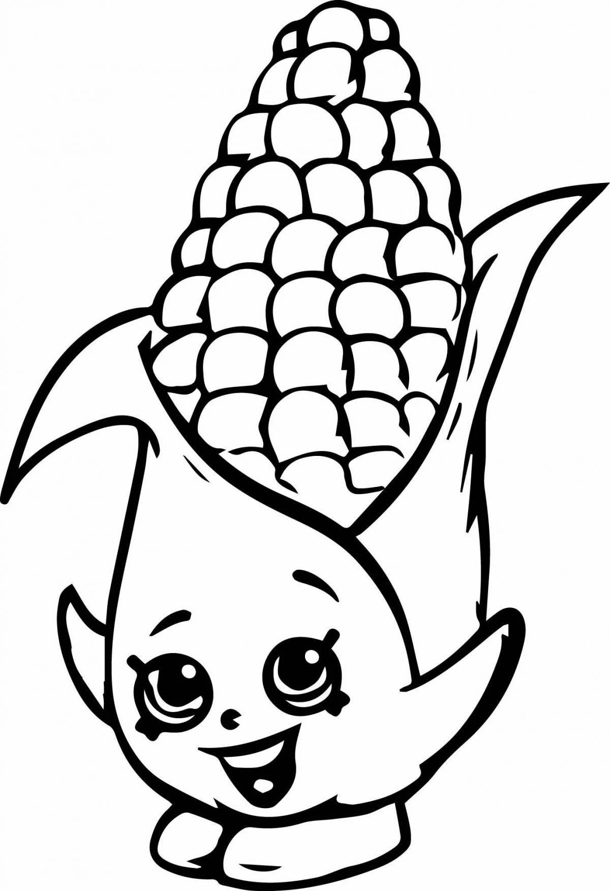 Playful corn coloring page for kids