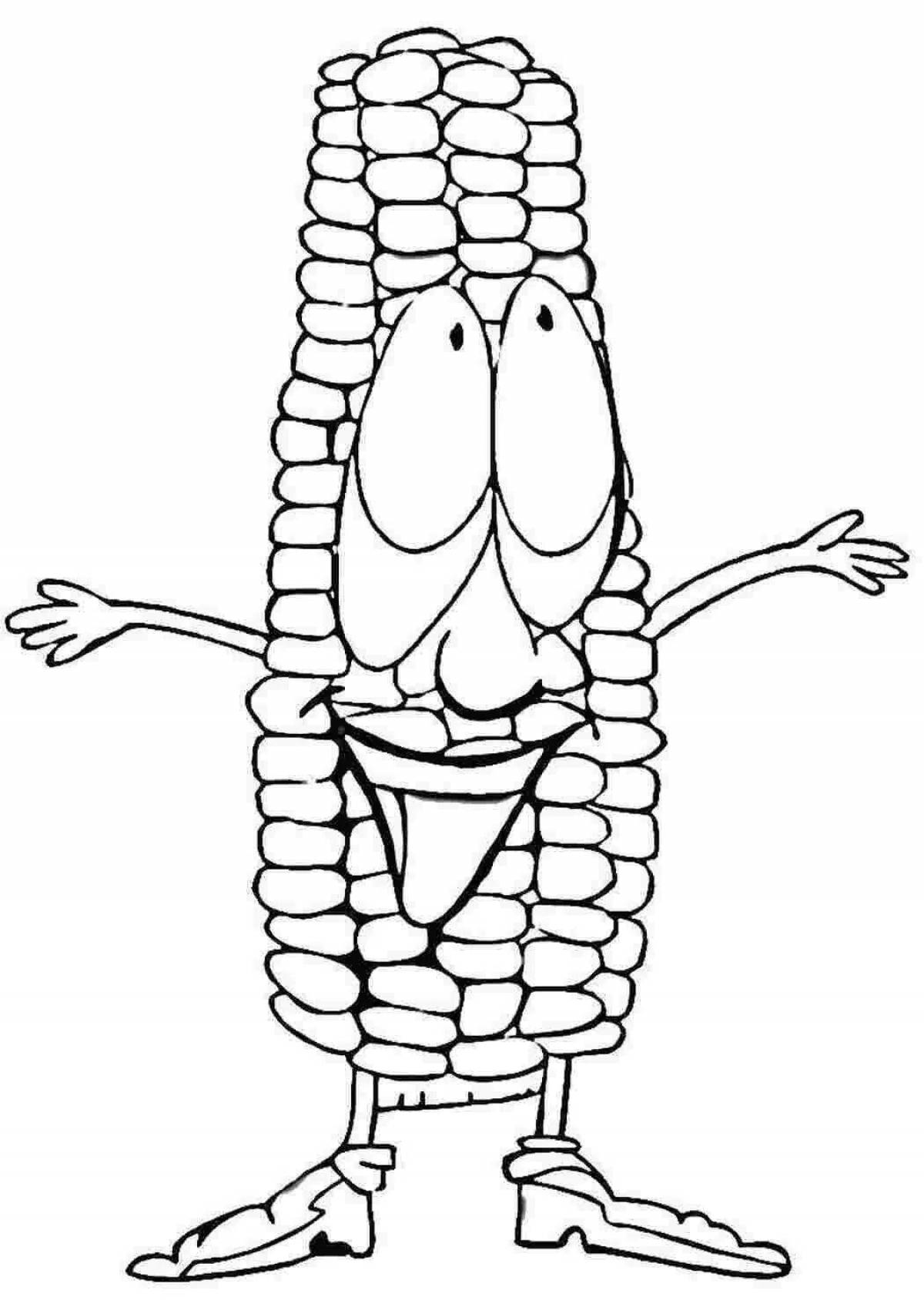 Gorgeous corn coloring book for kids