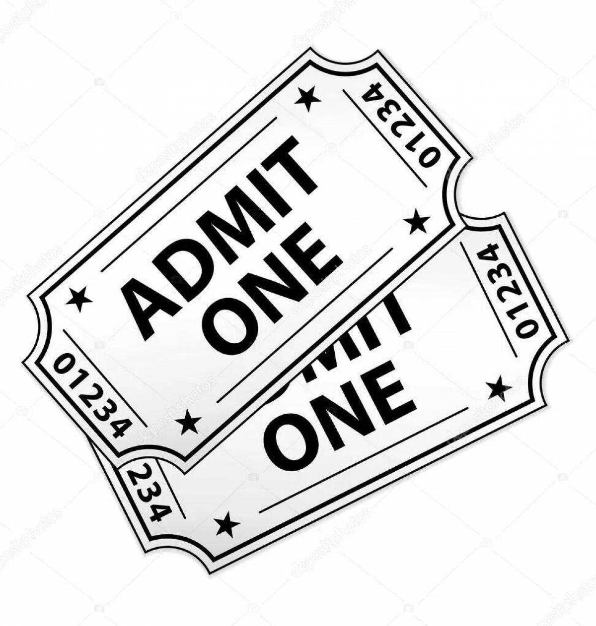 Glowing ticket coloring page for kids