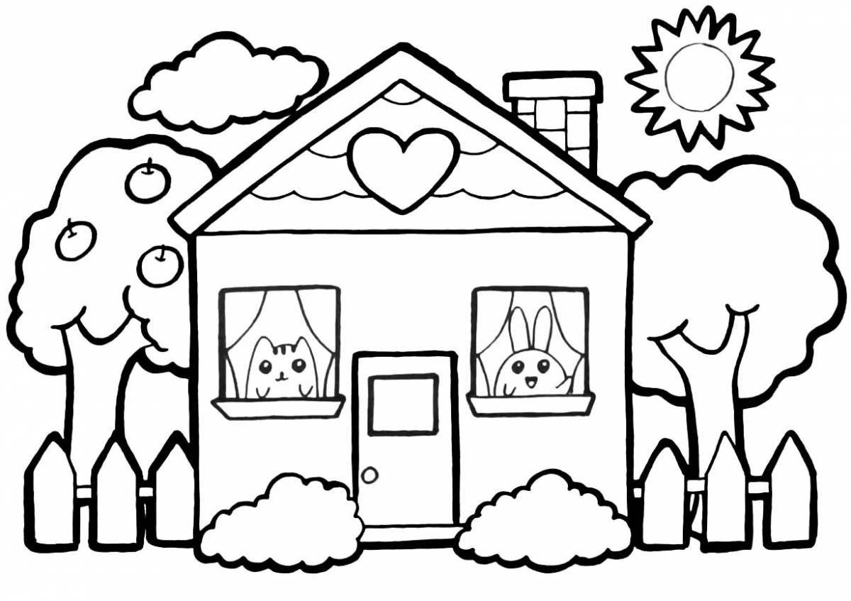 Glitzy house coloring book for girls