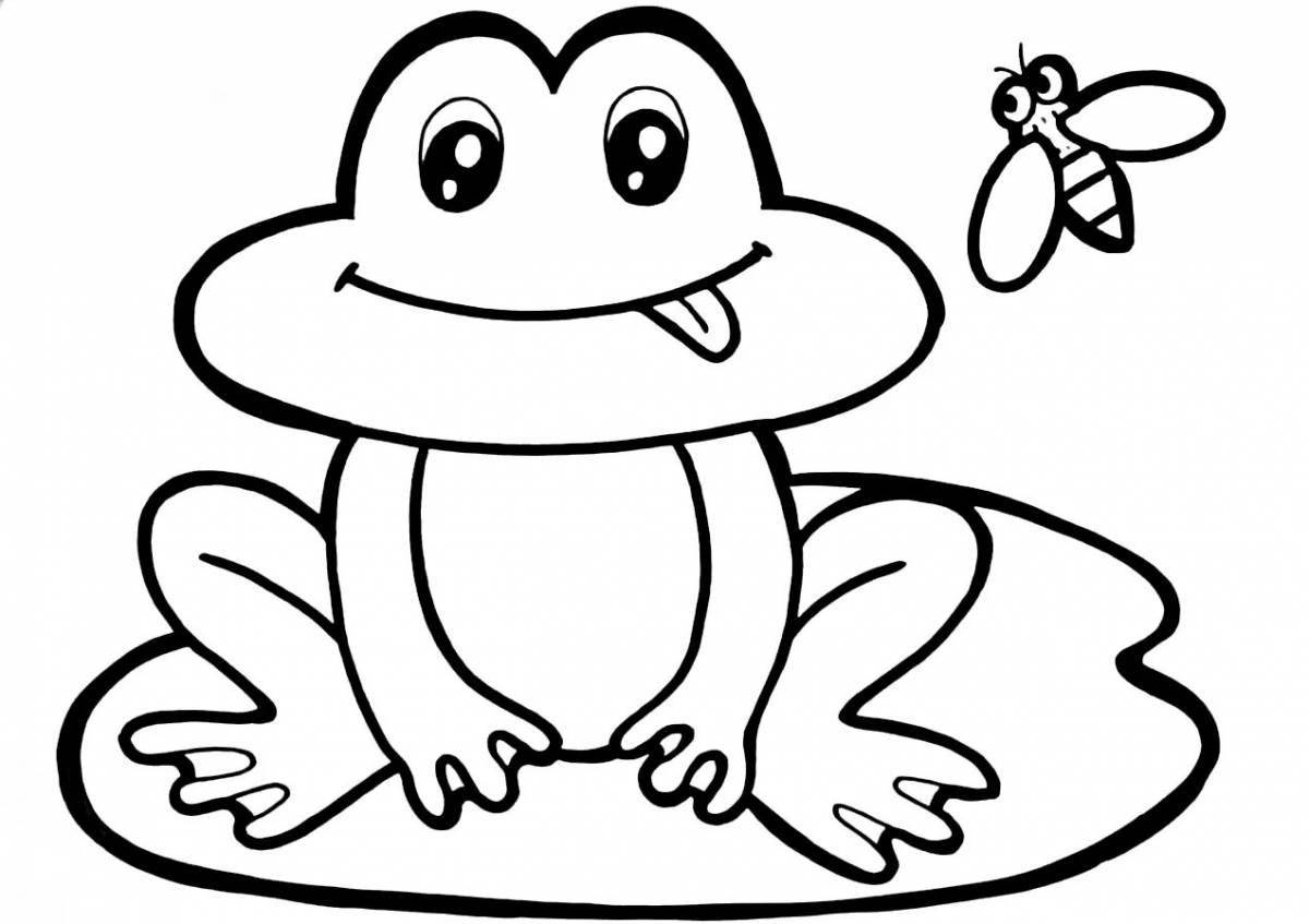 Colorful frog coloring page for kids