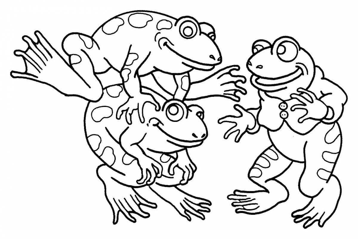 Playful frog coloring book for kids