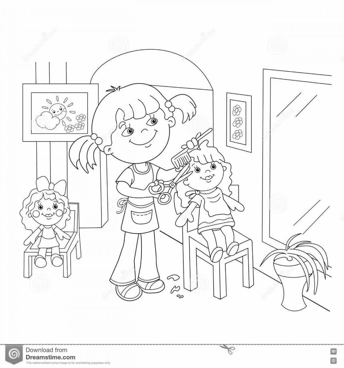 Hairdresser coloring pages for kids