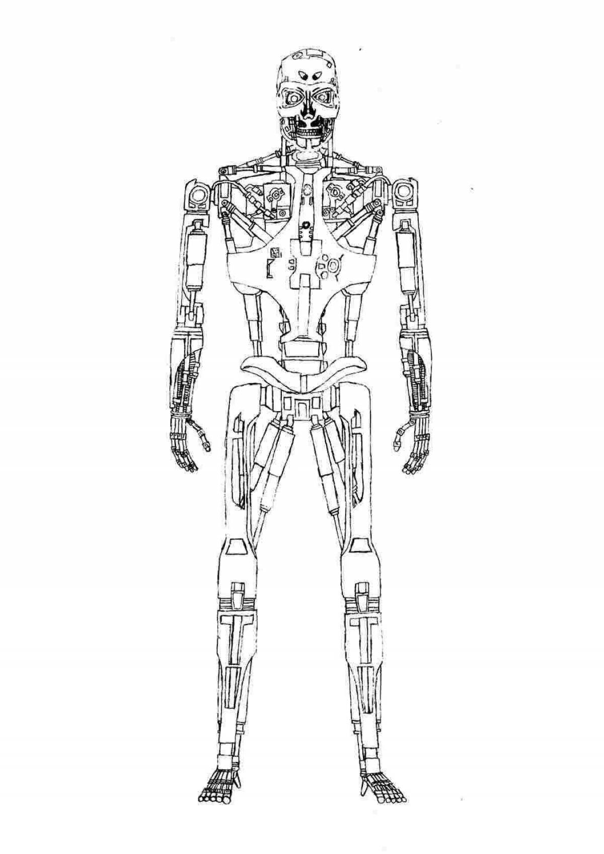 Colorful terminator coloring page for kids