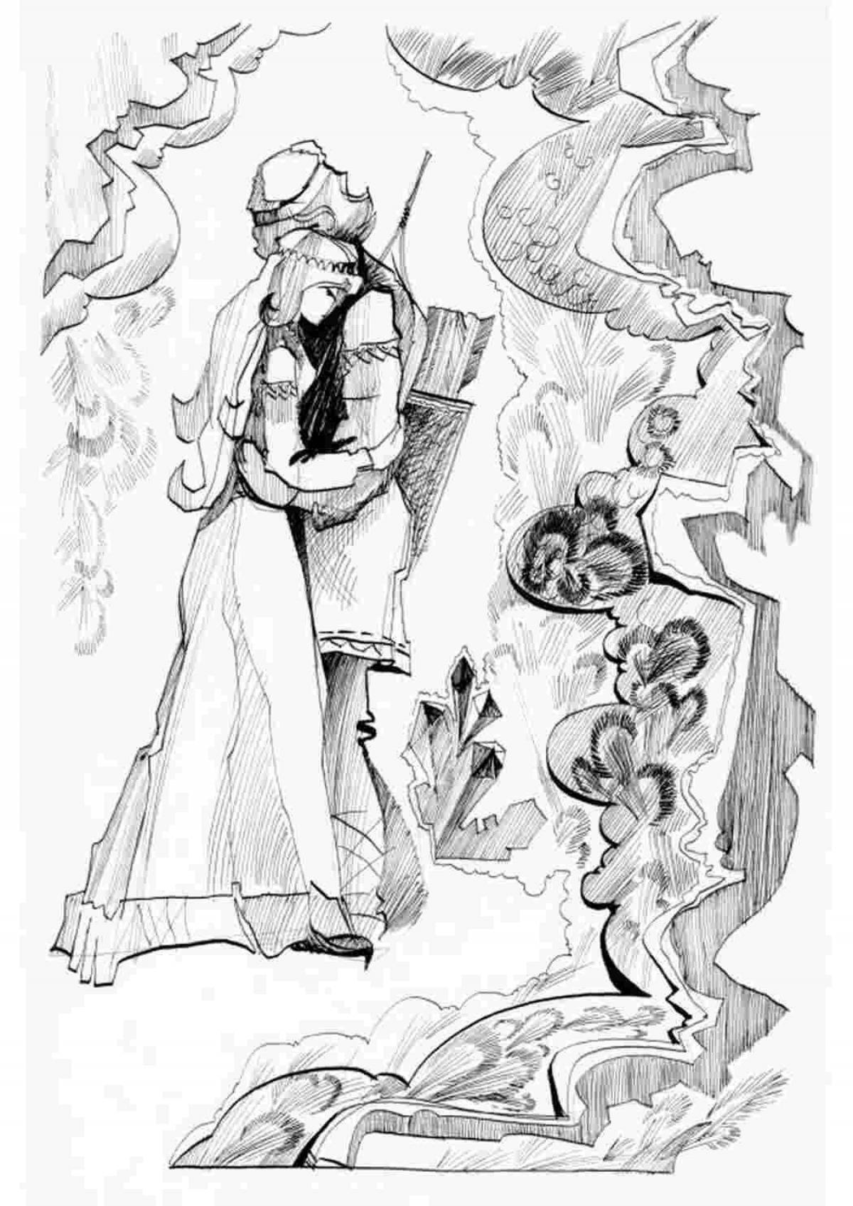 Буйная раскраска по бажову для детей