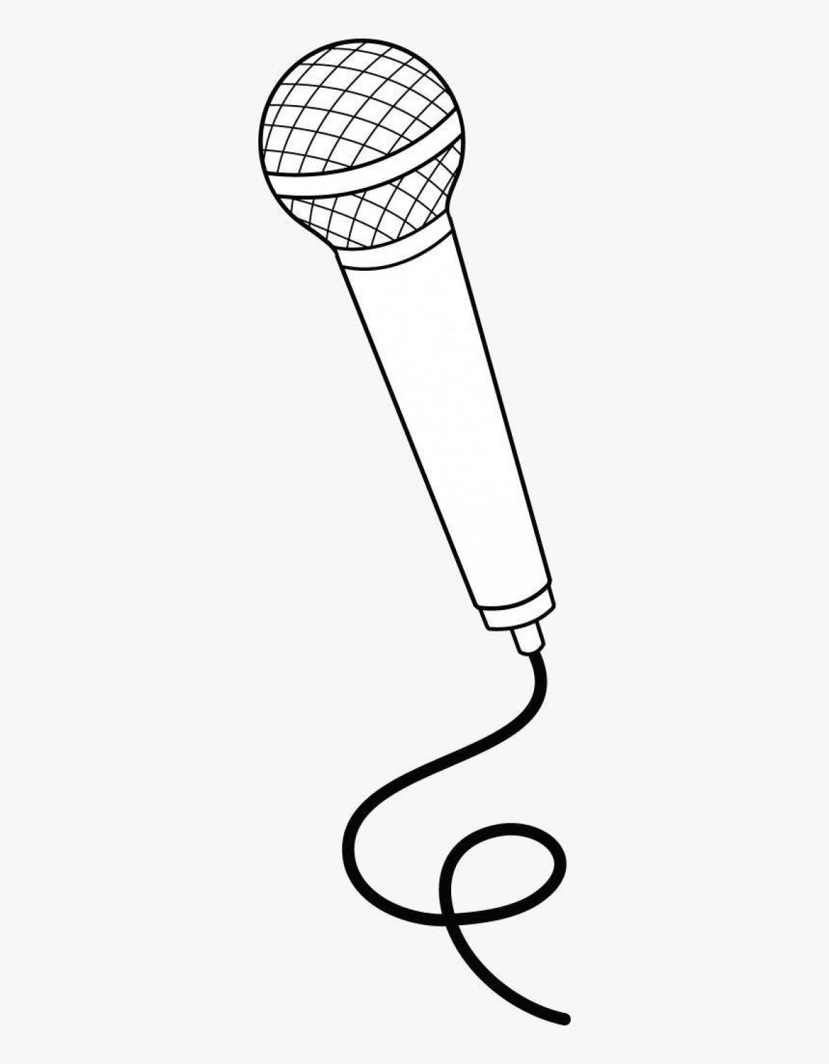 Coloring book cheerful microphone for children