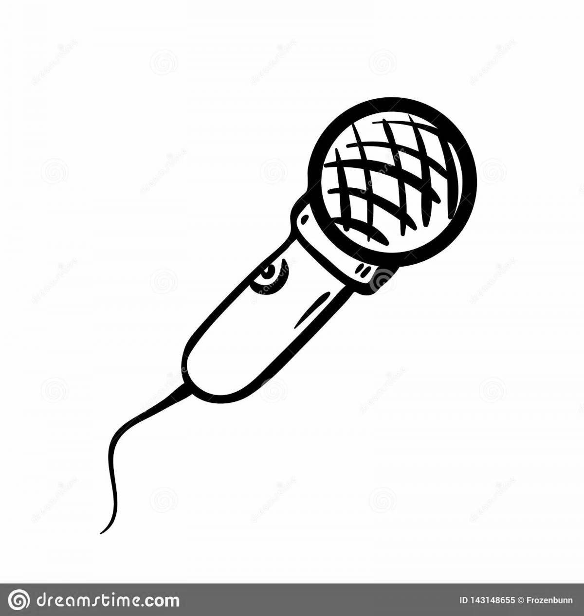Glowing microphone coloring page for kids