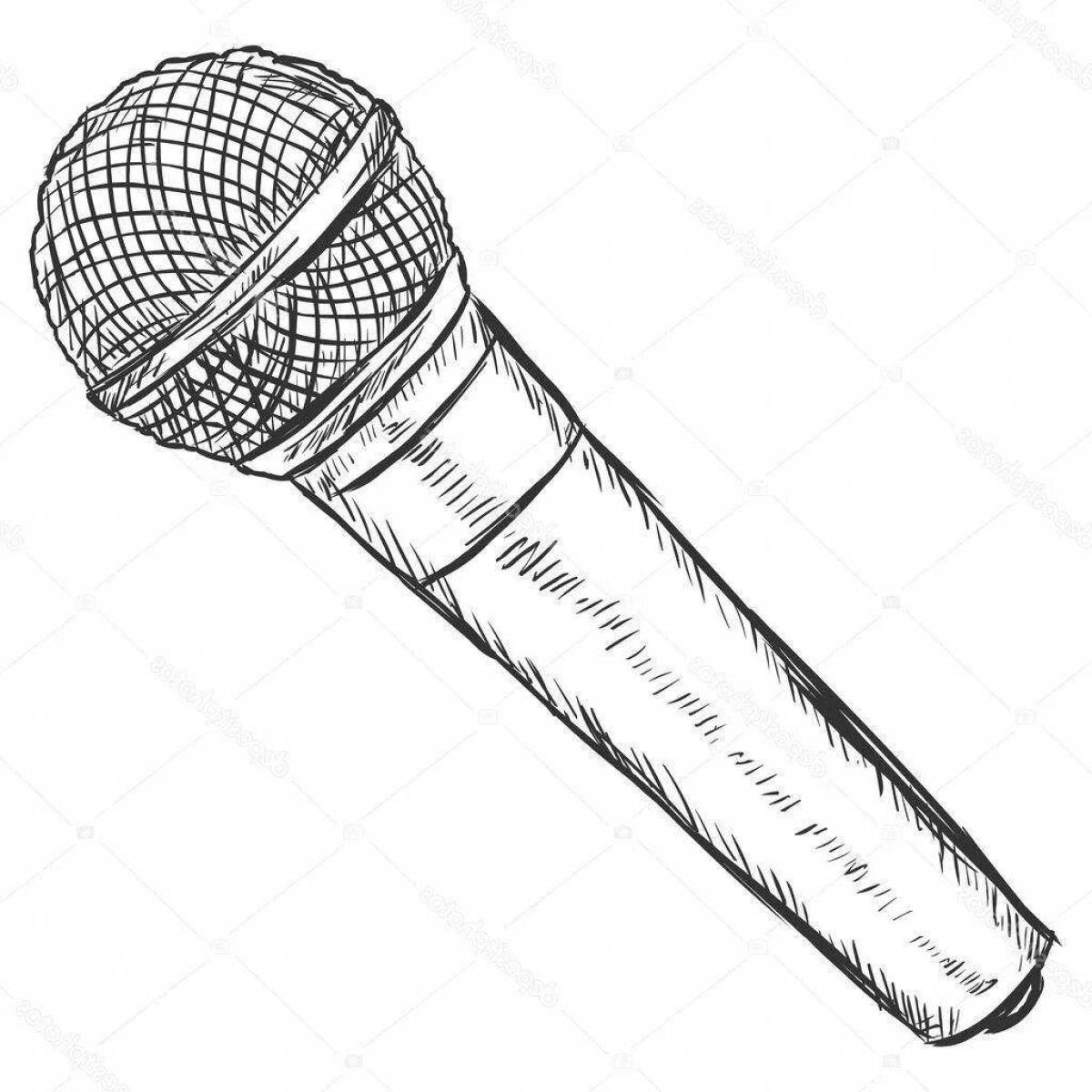 Amazing coloring page with microphone for kids