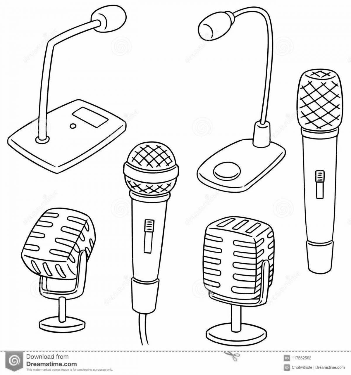 Выдающаяся страница раскраски микрофона для детей