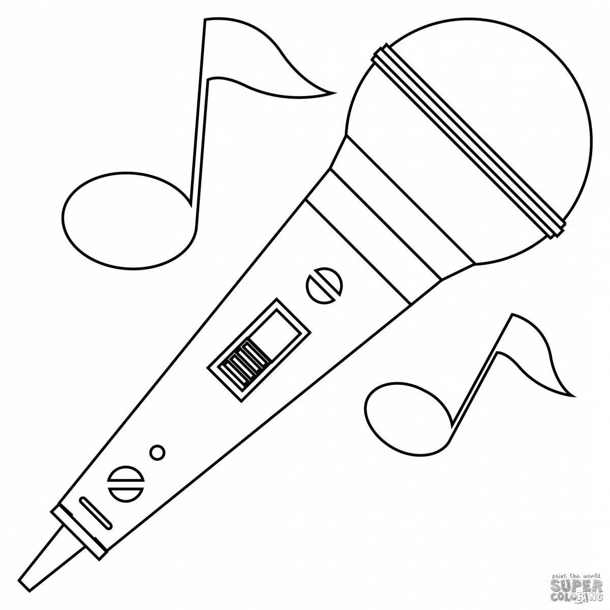 Cute microphone coloring page for kids