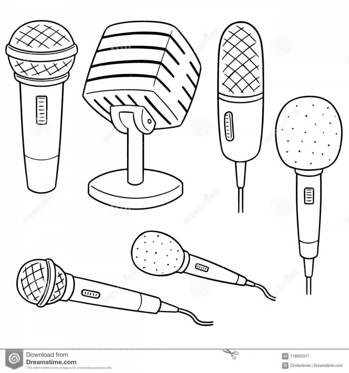 Cute microphone coloring page for kids