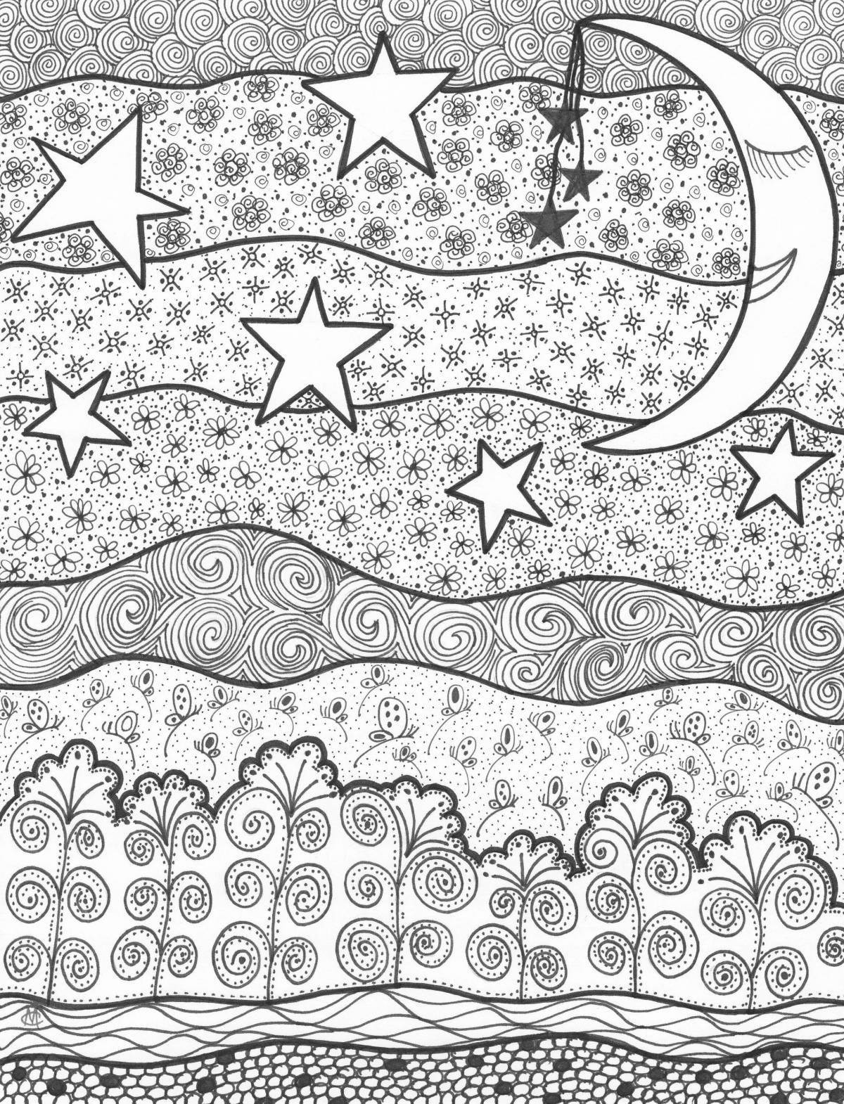 Serene starry sky coloring book for kids