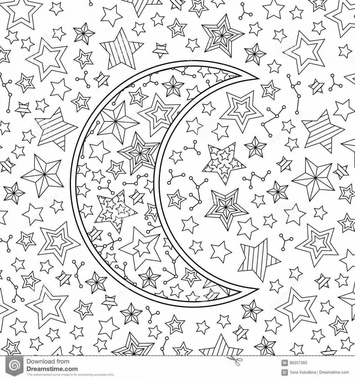 Mystical starry sky coloring book for kids