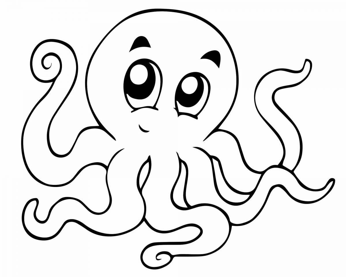 Colorful octopus coloring book for kids