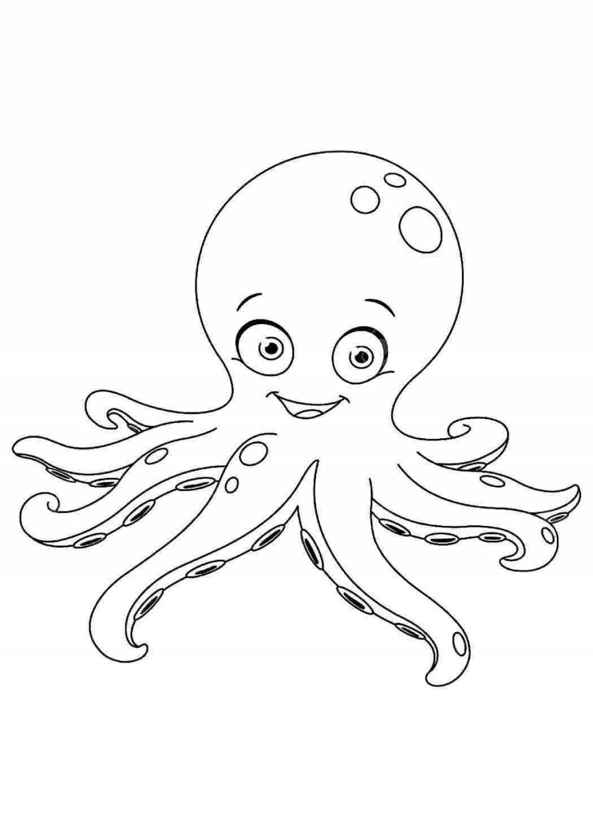 Fancy octopus coloring for kids
