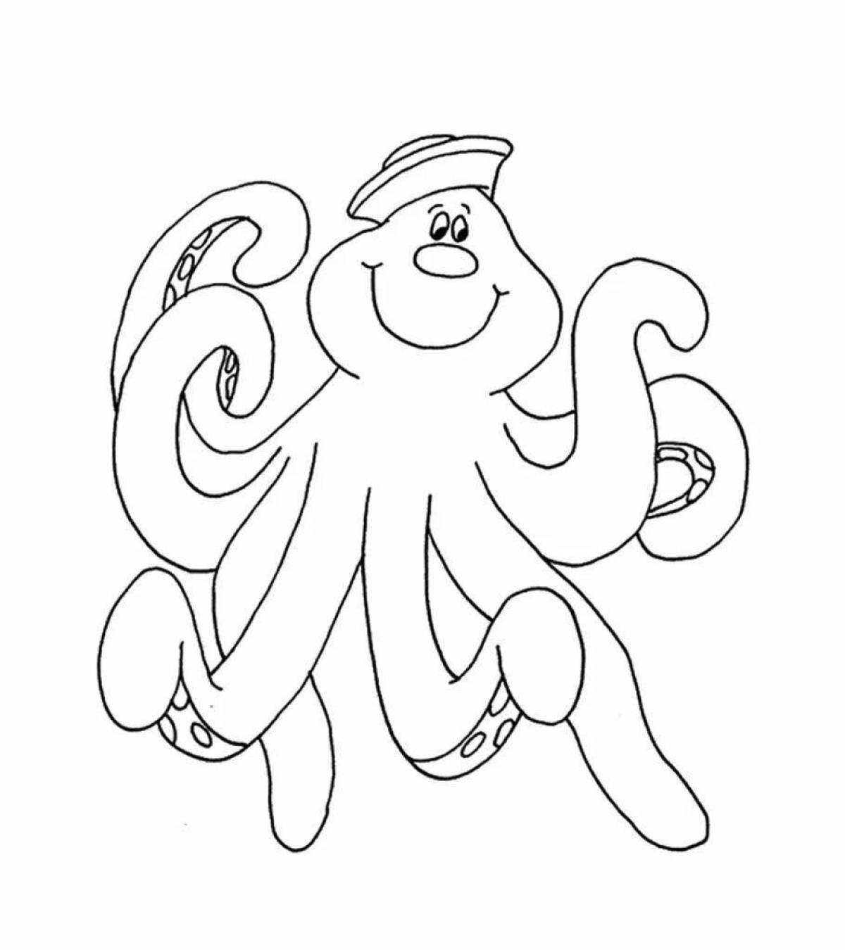 Развлекательная раскраска осьминог для детей