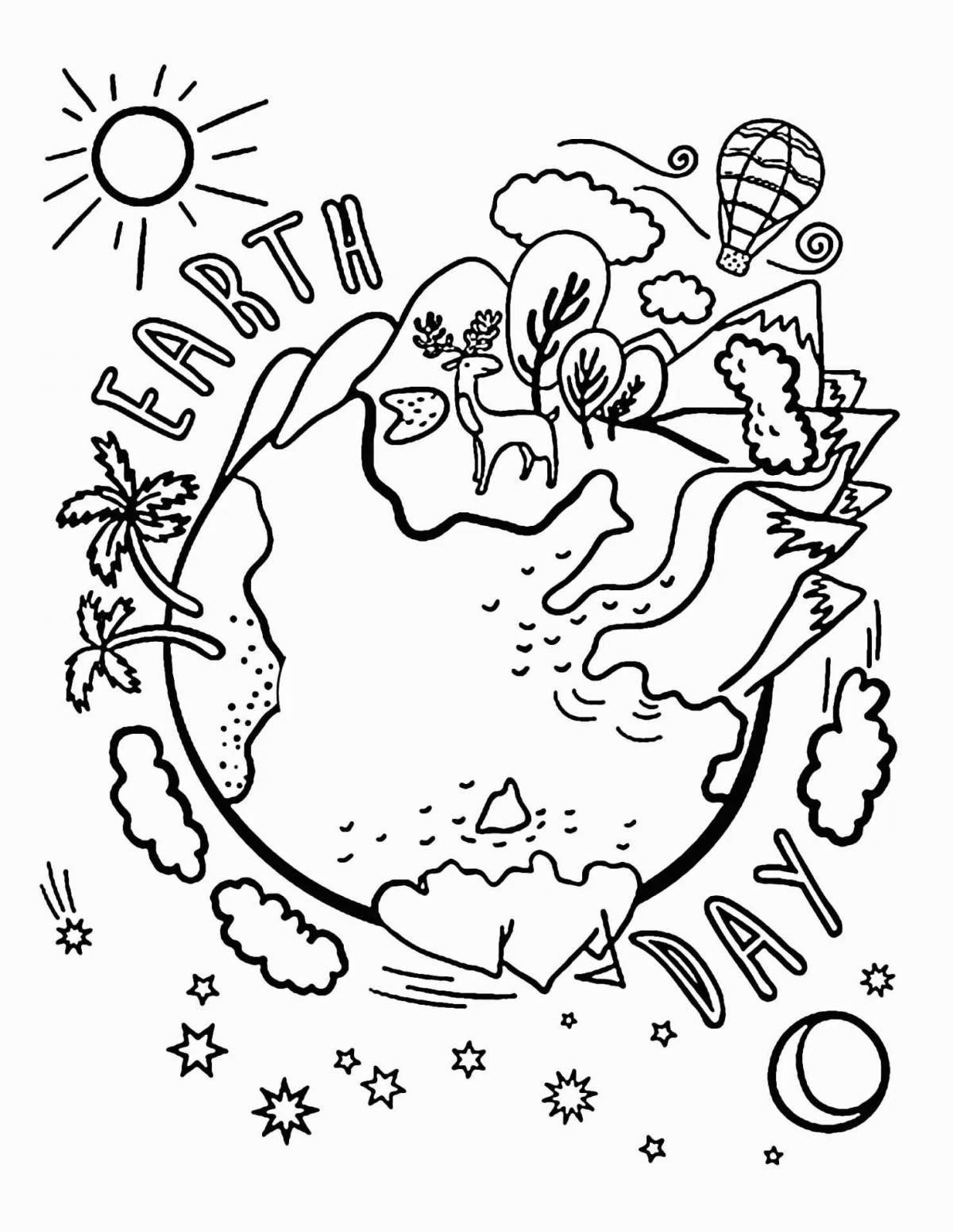 Shining caring for nature coloring pages for kids