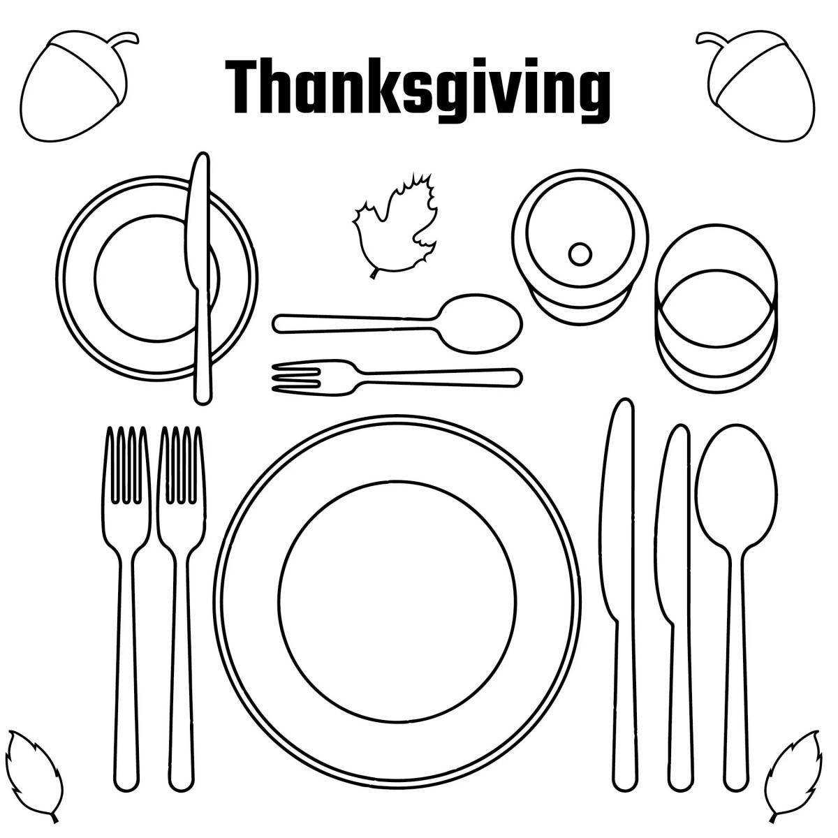 Playful table setting coloring book for children