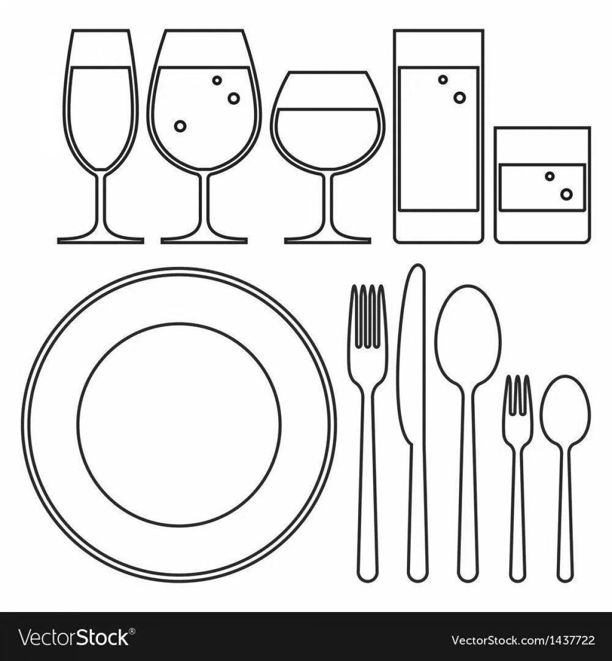 Charming table setting coloring book for kids
