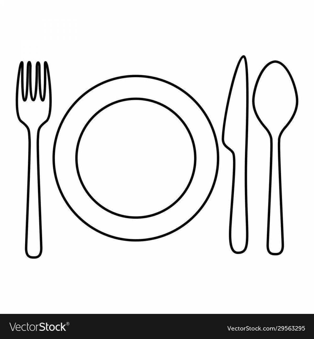 Attractive table setting coloring for kids