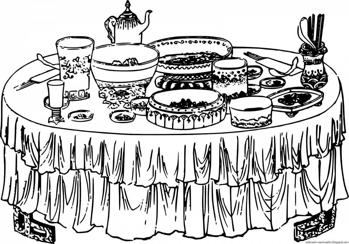 Wonderful table setting coloring book for kids