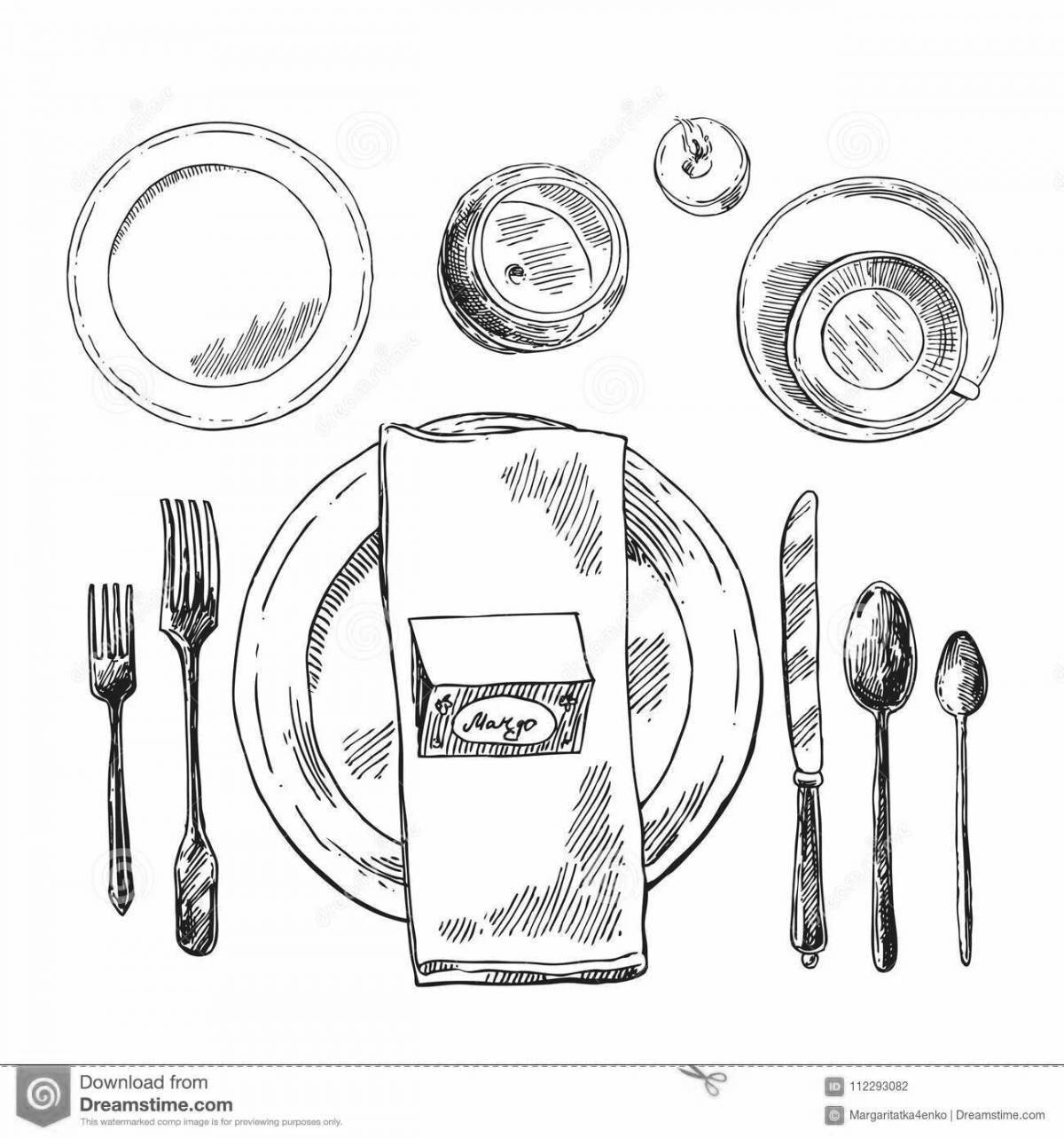 Gorgeous table setting coloring book for kids
