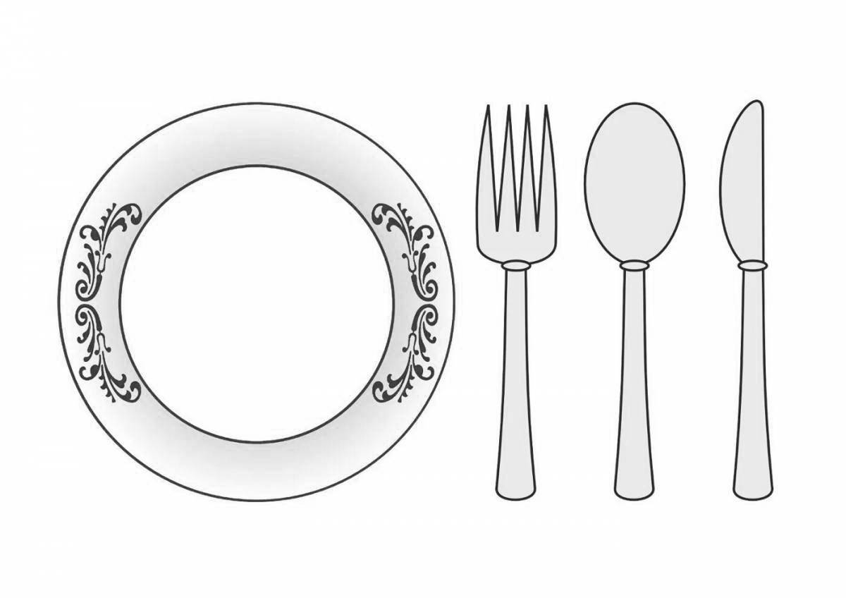 Exquisite table setting coloring book for children