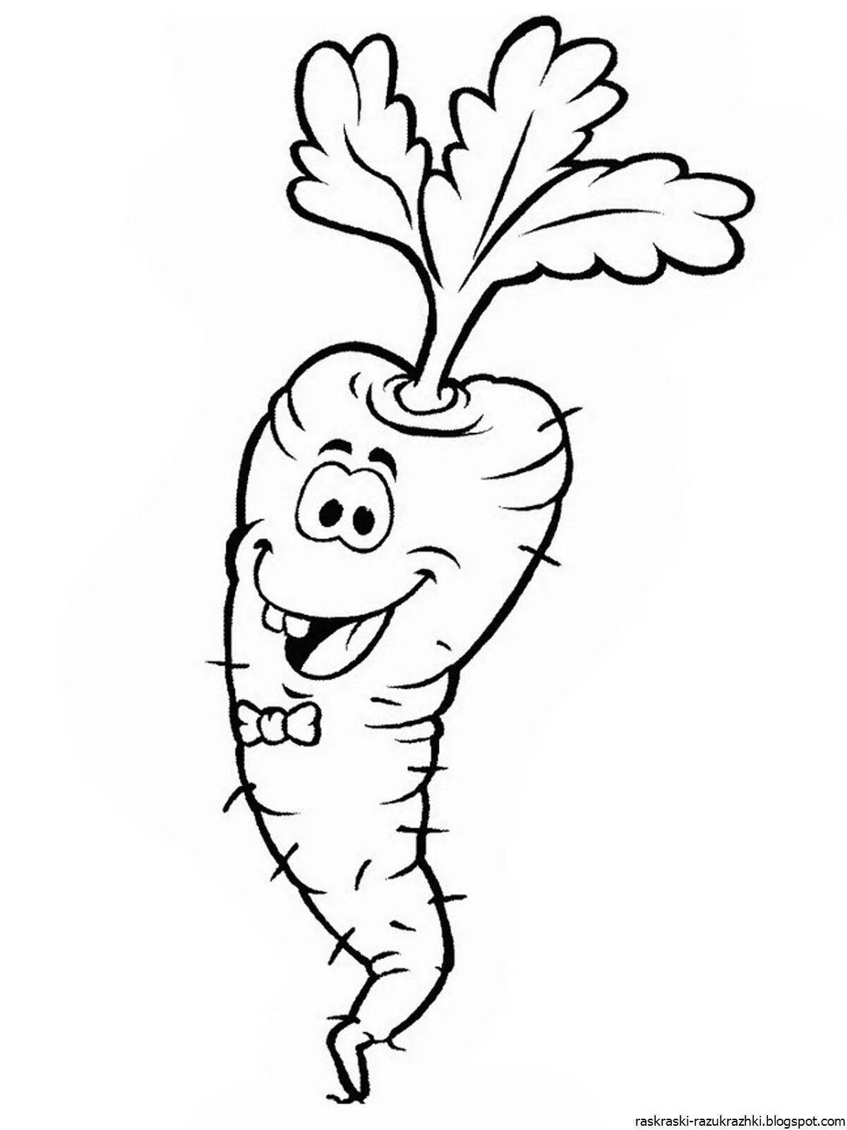 Colored crazy carrot drawing for kids
