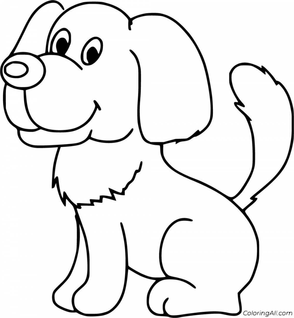 Coloring book shining dog for kids