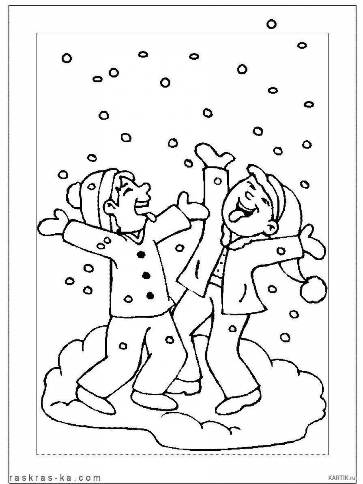 Блестящая раскраска «идет снег» для детей