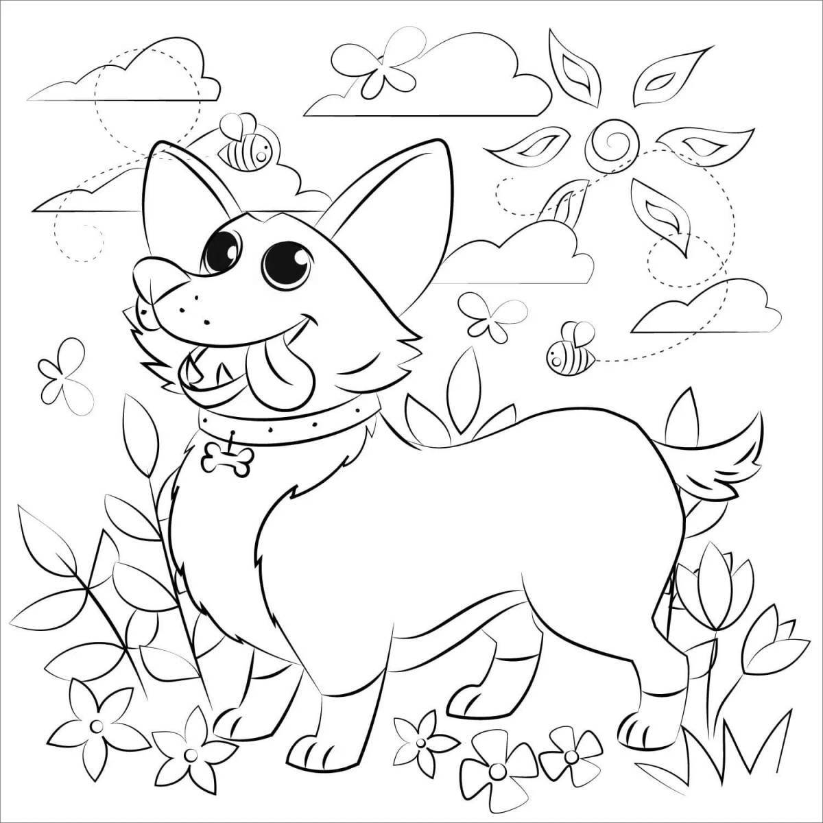 Corgi coloring page for kids