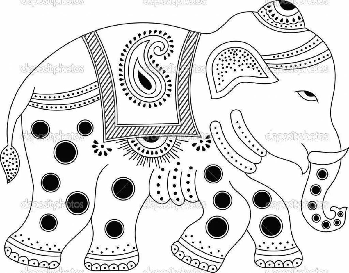 Coloring majestic indian elephant for children