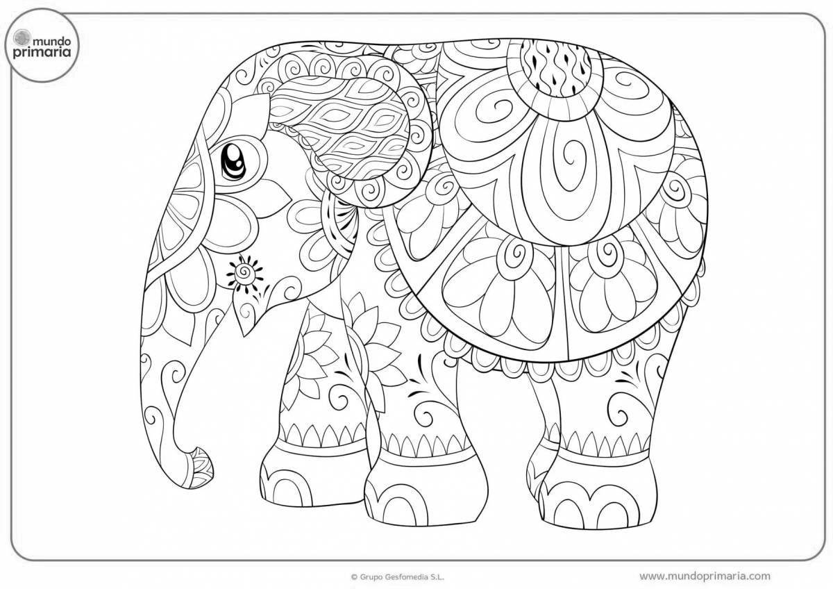 Яркая индийская раскраска слонов для детей