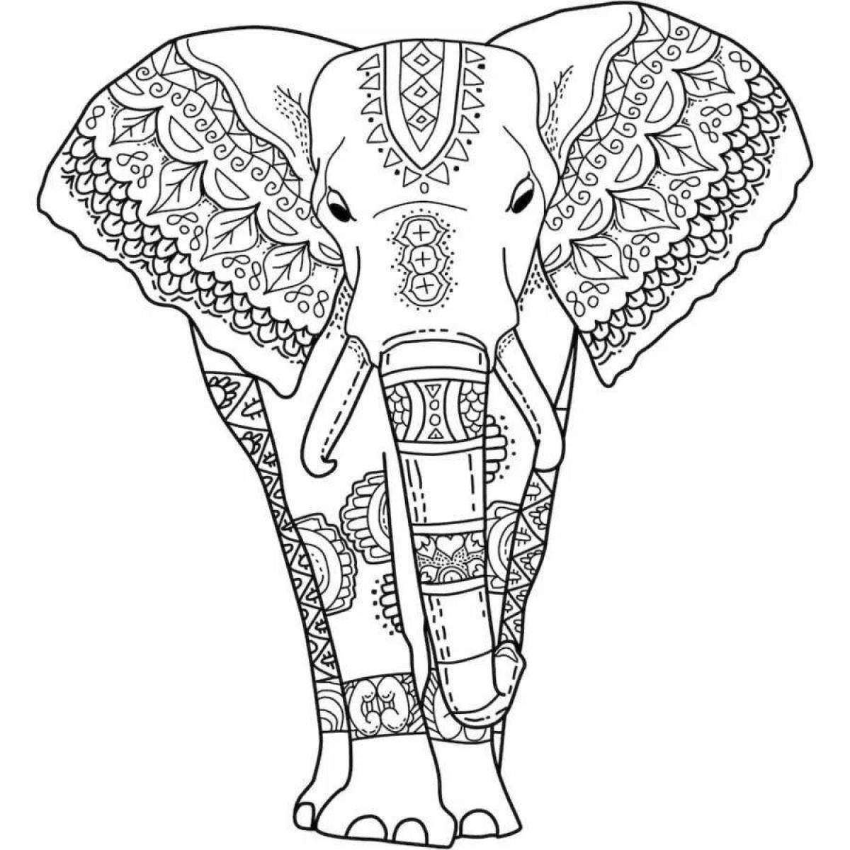 Причудливая раскраска индийского слона для детей