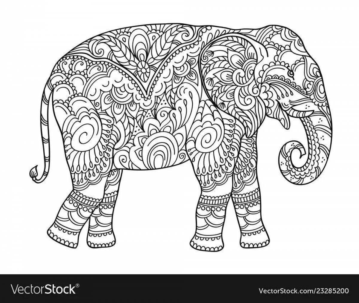 Раскраска экзотический индийский слон для детей