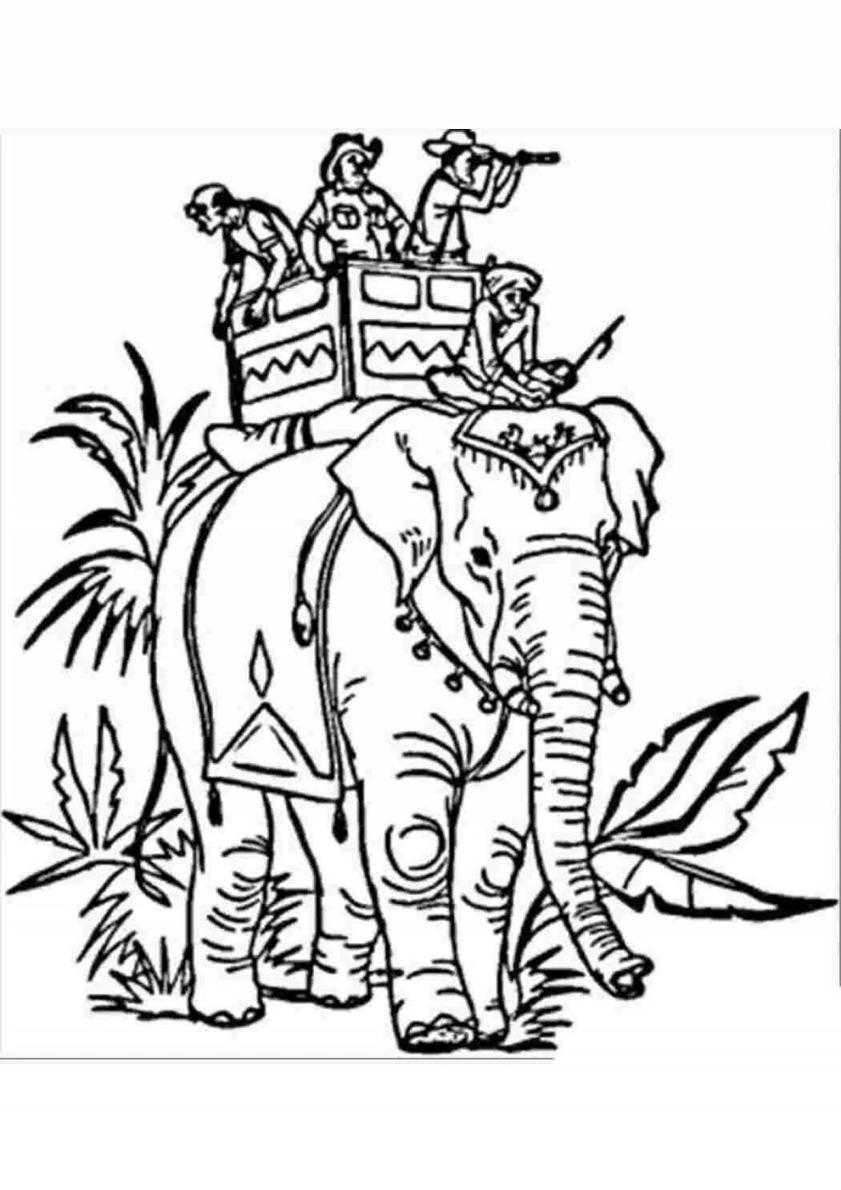 Креативная раскраска индийского слона для детей