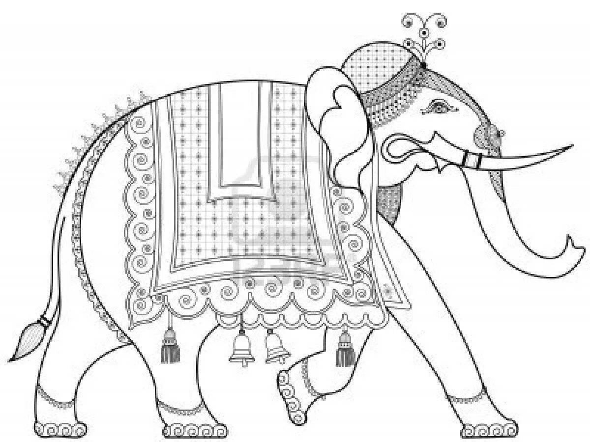 Удивительная страница-раскраска индийского слона для детей