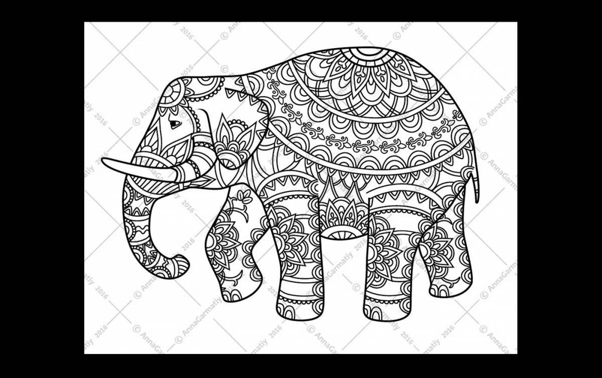 Потрясающая раскраска индийского слона для детей