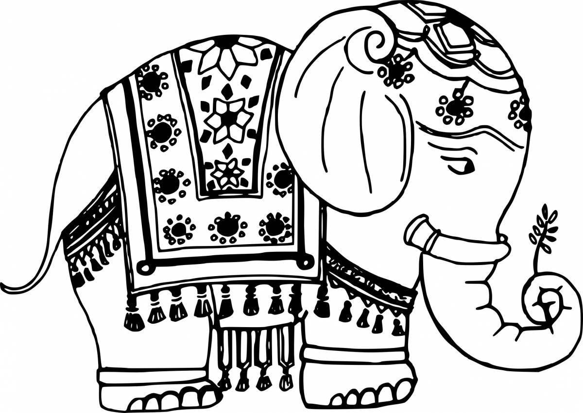 Exquisite Indian elephant coloring book for kids