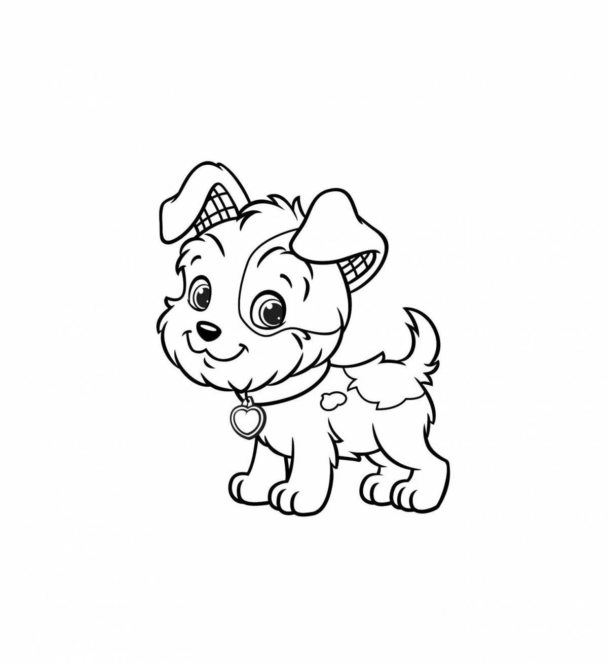 Funny cute dog coloring book for girls