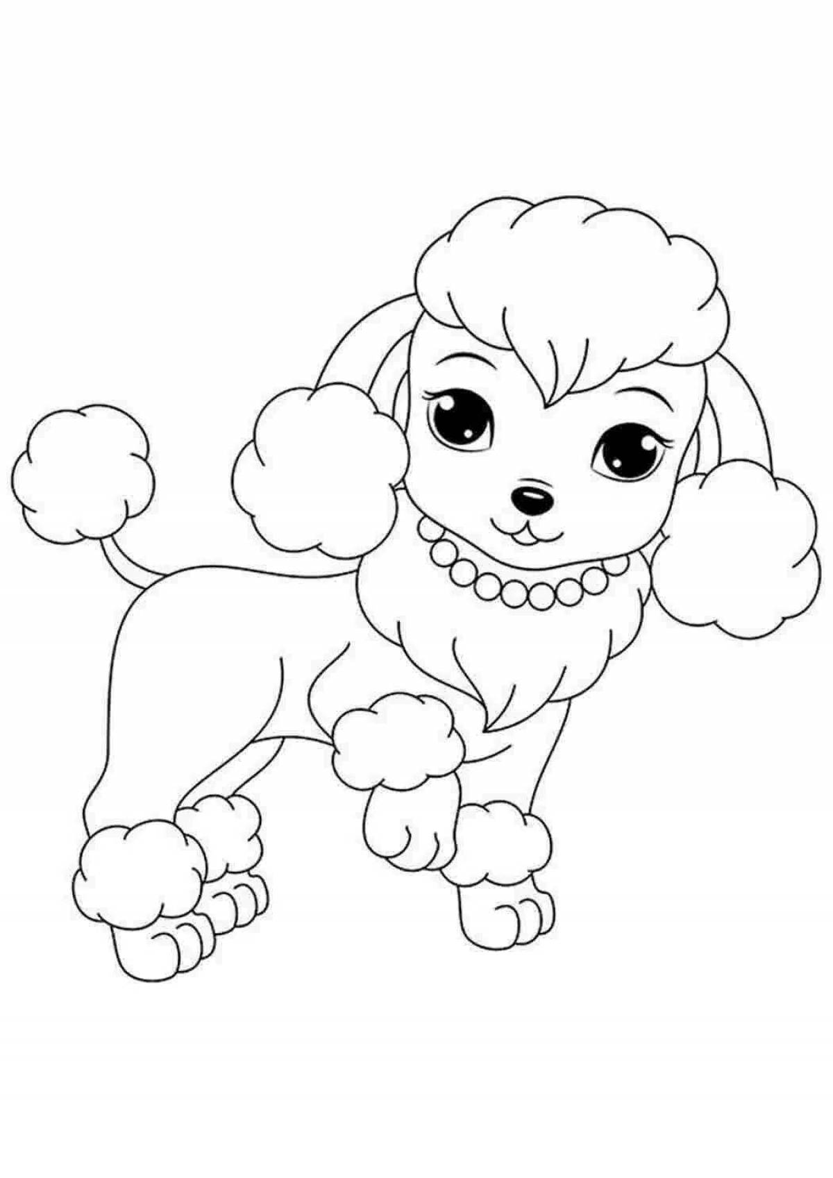 Glowing Cute Dog Coloring Page for Girls