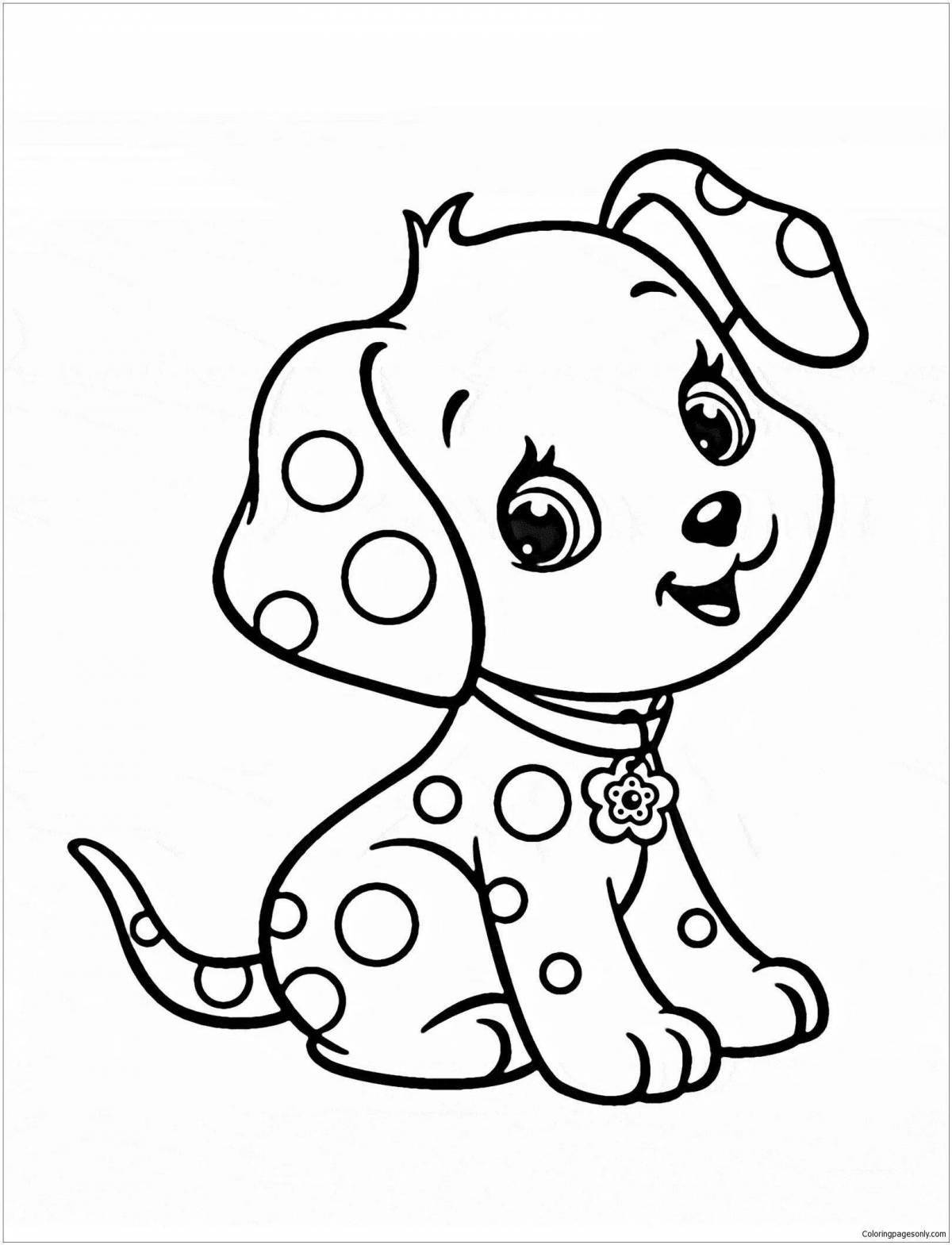 Fluffy cute dog coloring book for girls