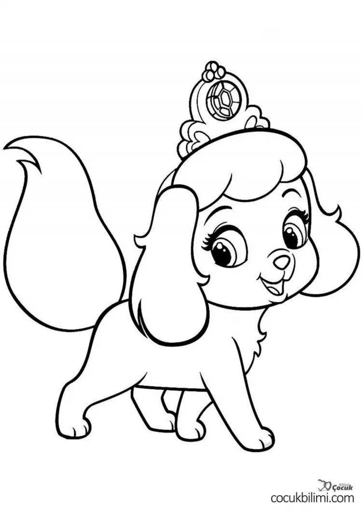 Cute lovely dog ​​coloring pages for girls