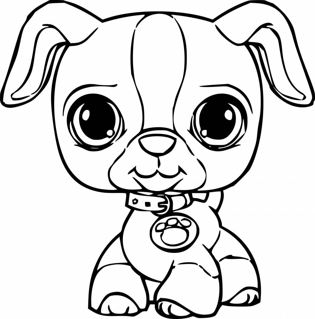 Gentle cute dog coloring for girls