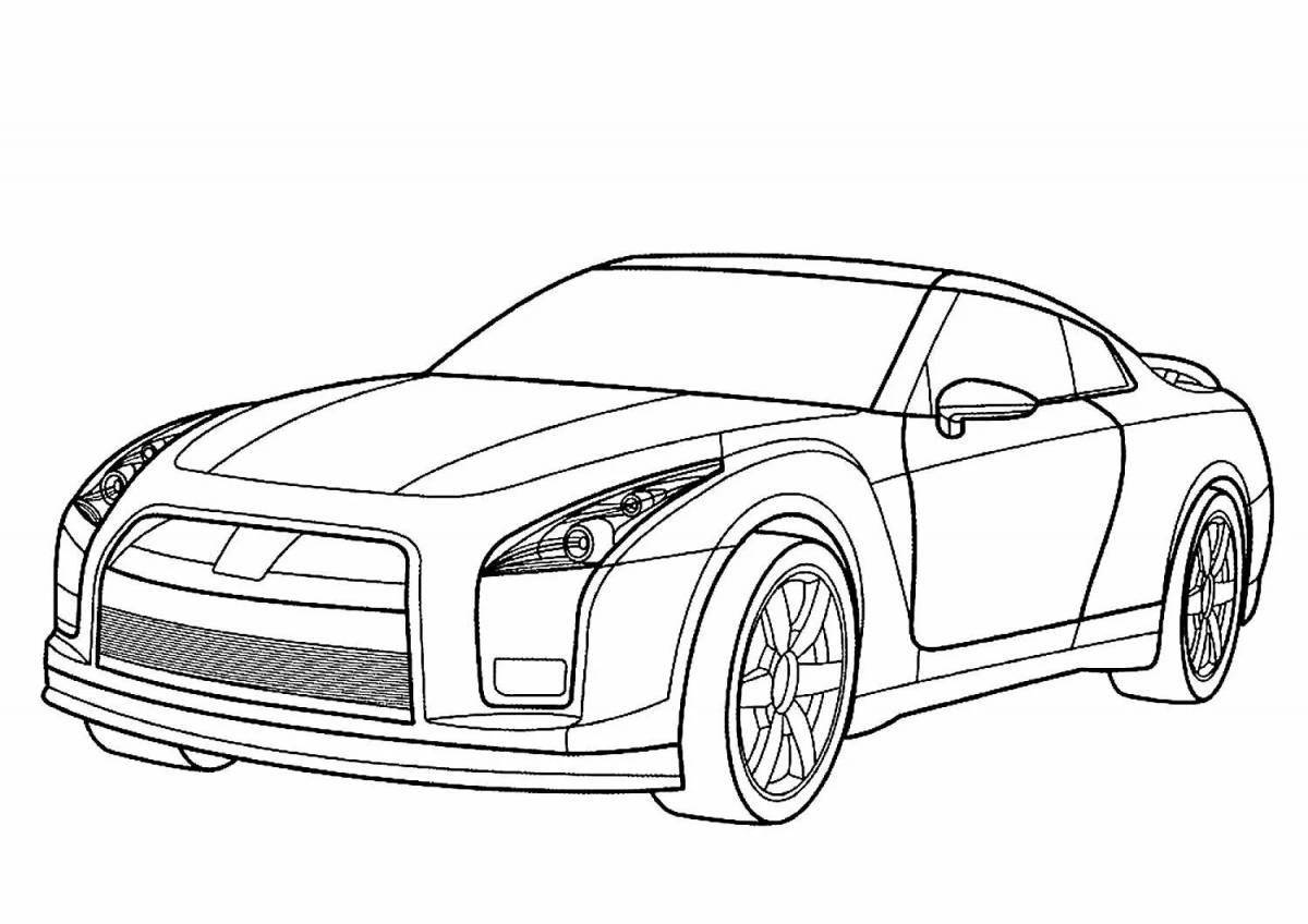 Coloring book shiny sports car for boys