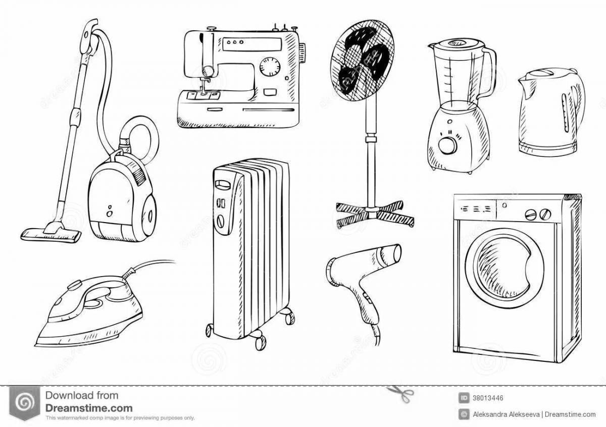 Innovative coloring book household appliances for preschoolers