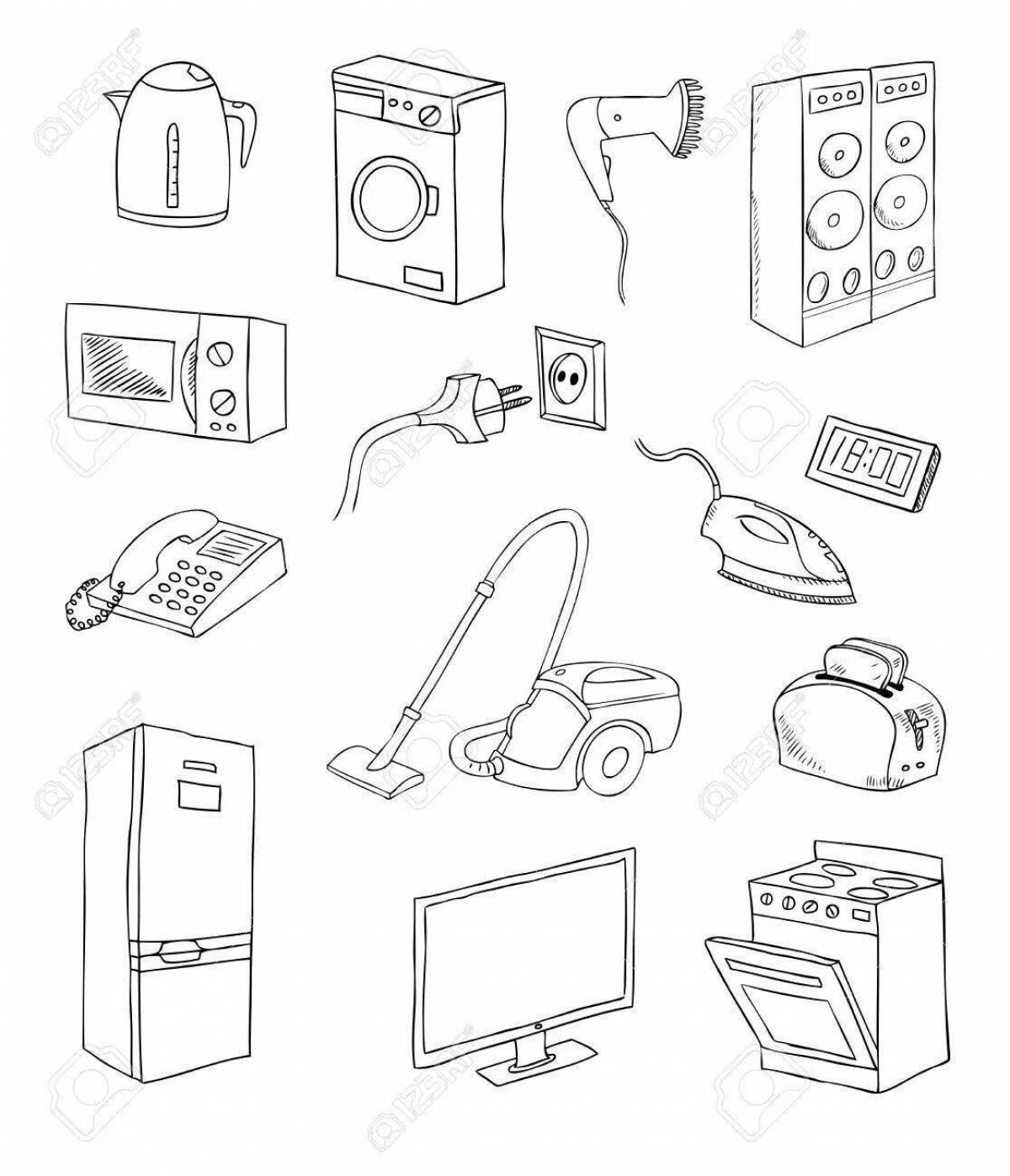 Красочно-инновационная раскраска бытовая техника для дошкольников