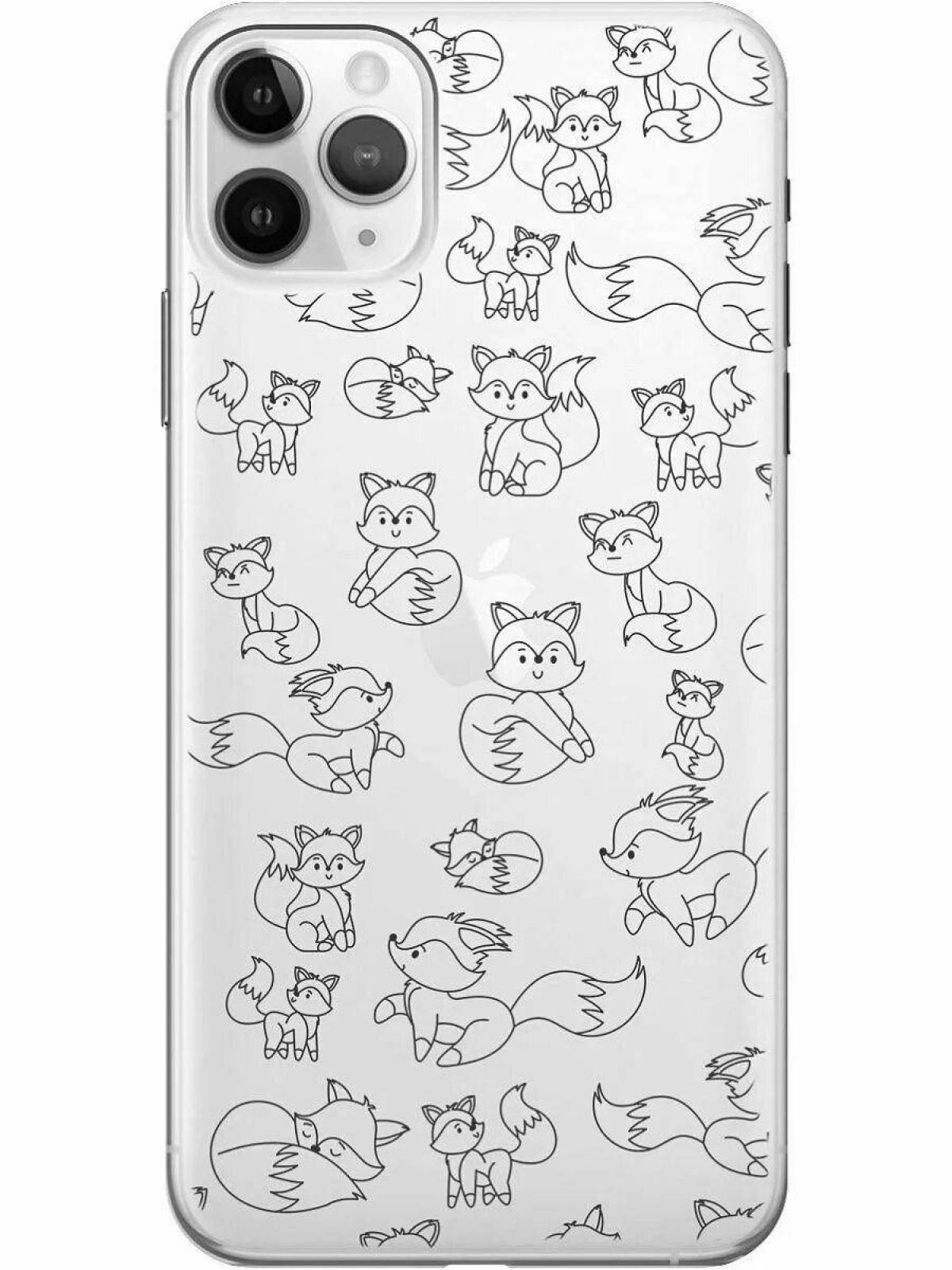 Coloring book with colorful phone case design
