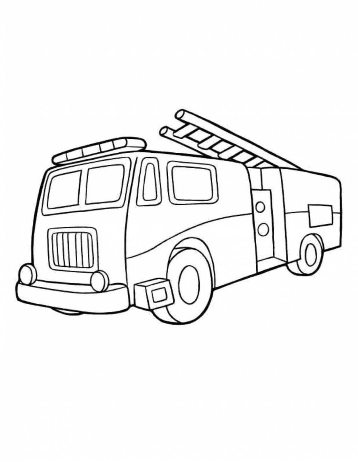 Adorable fire truck coloring book for kids