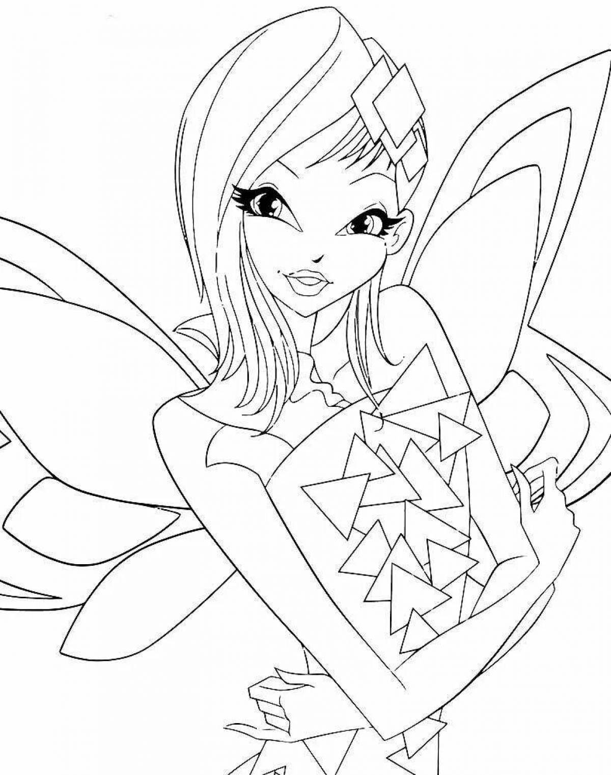 Fancy winx fairy coloring for kids